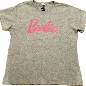 Mattel Barbie Pink Logo Gray Unisex Tee